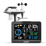 Raddy UV-6 Professional Weather Station with 6" VA Display and Outdoor Sensor, Wireless Indoor Outdoor Temperature & Humidity Monitor, Atomic Clock, UV & Light Index, Wind Speed, Rain Gauge