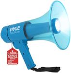 Waterproof Megaphone Bullhorn and Flashlight - Portable Compact 40W PA Includes Rechargeable Battery, Alarm Siren, Adjustable Volume, Handheld Lightweight Speaker, LED - Pyle PMP67WLTB, Blue