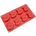 Freshware SL-127RD 8-Cavity Silicone Holiday Santa Claus Muffin/Cupcake/Brownie/Cornbread/Cheesecake/Panna Cotta/Pudding/Jello Shot and Soap Mold, Red