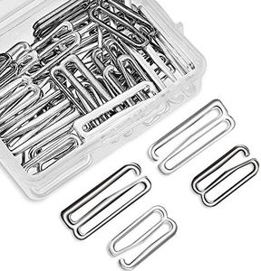 40 Pieces Swimsuit Bra Hooks Bra Strap Hook Replacement Bra Strap Slide Hook Metal for Swimsuit Tops and Lingerie, 2 Sizes (18 mm, 25 mm, Black, Silver)