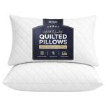 Rohi Microfibre Quilted Bed Pillows Pack of 2 | Down Alternative Hotel Quality Pillows | Anti-Allergy & Breathable | 45 × 66 cm