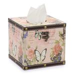 TOLIDA PU+ Wood Square Tissue Box Cover - Retro Household Cube Tissue Box Holder Organizer, Tissue Paper Dispenser for Bathroom