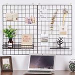 Kaforise Wire Wall Grid Panel, Multifunction Painted Photo Hanging Display and Wall Storage Organizer, Pack of 2, Size 25.6x17.7inch, Black