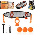 Upgraded Foldable Outdoor Games Sets (Includes 3 Balls, Pump, Carrying Case and Rules), VEXOMIX Metal Roundnet Game for Family Yard, Outdoor Lawn, Beach & Tailgating-Orange