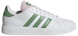 adidas Women's Grand Court Base 2.0 Shoes Non-Football Low, Cloud White/preloved Green/Clear Pink, 7 UK