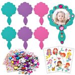 RICHNESS Ocean Foam Mirrors Decorate Your Own Mermaid Mirrors with Self-Adhesive Jewels Unbreakable Kids Mirror Pack of 6