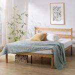 Zinus Ellie King size Bed frame - Bed 150x200 cm - 35 cm Height with Underbed storage - Bamboo and Wood Platform Bed frame with Headboard - Brown
