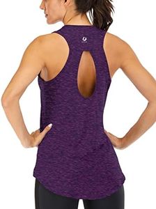 ICTIVE Yoga Tops for Women Loose fit Workout Tank Tops for Women Backless Sleeveless Keyhole Open Back Muscle Tank Running Tank Tops Workout Tops Racerback Gym Summer Tank Tops Dark Purple XL