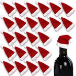 HansGo Mini Santa Hat Cup Bottles Cover, 24PCS Christmas Santa Hats Silverware Holders Xmas Silverware Holder