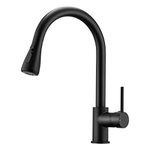 Peppermint Black Kitchen Tap with Pull Out Spray, Kitchen Sink Mixer Tap with 3 Mode Spray Head, Kitchen Sink Taps Single Handle Modern Mono Mixers Kitchen Faucet with High Arc 360 Swivel Spout