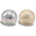 Folmywy 2 PCS Centerpiece Orbs Mosaic Glas Sphere Solid Balls Mirror Glass 3.35inch Round for Modern House Living Room Coffee Table Tray Trays Christmas Halloween