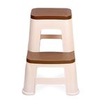 SKYGLAMOUR 2-Step HeavyDuty Plastic Multi Purpose Stool for Home,Office and Kitchen Use| Color: Basket Beach/Brown; Pack of 1