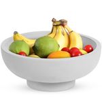 FNTSTICGOODS Concrete Fruit Bowl for Kitchen Counter - Large Decorative Bowl for Home Decor - Modern Pedestal Bowl - Key Bowl for Entry Table - Footed Bowl - Entryway Bowl for Keys