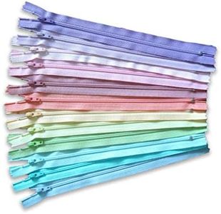 YKK Zippers Assorted Pastel Colors Pack 10 Inch Number 3 Nylon Coil Set of 12 Pieces