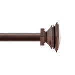 Deco Window 36 to 66 Inch Extendable Curtain Rod for Door & Windows Adjustable Length Heavy Duty Iron Telescopic Drapery Bar with Stacked Square Finials (1" Diameter Brown)