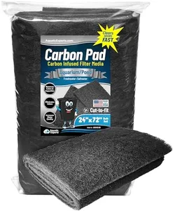 Aquarium Carbon Pad - Cut to Fit Carbon Infused Filter Pad Media for Crystal Clear Fish Tank and Ponds (24 Inch Width, 72 Inch Long)