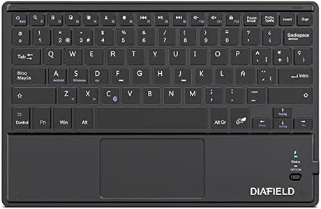 DIAFIELD 1byone Ultra-Delgado Teclado Inalámbrico Español Ñ con Panel Táctil Multi-función y Batería Recargable, QWERTY español, para Tablet/Pad/TV/Ordenador, Negro