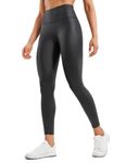 CRZ YOGA Women's Butterluxe Matte Faux Leather Leggings - 25'' No Front Seam High Waist Stretch Gym Leggings Pleather Pants Black Classic 8