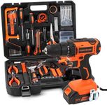 COMOWARE 120 Pcs Home Tool Kit with Drill, 20V Power Tool Combo Kits with 2.0 Ah Li-ion Battery & Charger, 25+1 Clutch, Tool Sets for Men, Household Tool Set for Garden Office Home Repair