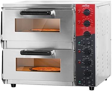 CROSSON ETL listed Commercial Double Deck 16 inch Countertop Electric Pizza Oven with pizza stone, Multipurpose Indoor Pizza oven for Restaurant use,120V/3200W