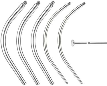 BodyAce 14G 16G 18G 20G Piercing Taper, Stainless Steel Threadless Insertion Pin Screw On Assistant Tool, Curved Body Piercing Stretching Kit for Ear/Nose/Navel/Lip/Eyebrow, Stainless Steel, no