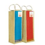 INDOZY Jute Water Bottle Carry Bags | Wine Holder Bag | for Men Women Gifts | 2 Units Combo Set