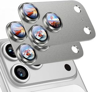 Uyiton Compatible with iPhone 17 Pro Max Camera Lens Protector - [Not Easy to Break][Strong Adsorption][Case-Friendly] Metal Tempered Glass Rear Camera Screen Cover - Natural Titanium, 2 Packs