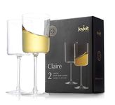 JoyJolt White Wine Glasses Claire Collection 11.4 Ounce Wine Glasses Set of 2 Deluxe Crystal Glasses with Ultra-Elegant Design- Ideal for Home Bar, Kitchen, Restaurants, Made in Europe