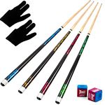 Horse Billiard Cue 58 Inch Billiard Cue Pool Cue Sticks Set of 4 13 mm Tips for Billiard Table Sports