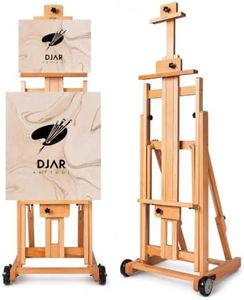 DJAR Large H-Frame Painting Easel for Adults, Solid Beech Wood, Walnut