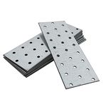 OMIDEAS 10 x Flat Joining Plates (160 x 60 x 2) Connecting Perforated Metal Brace Bracket Timber Wood Fixing Galvanised Steel Repair Connector