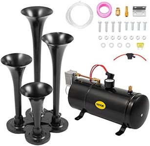 VEVOR 150DB Train Horns Kit for Trucks Super Loud with 120 PSI 12V Air Compressor 4 Trumpet Air Horn Compressor Tank For Any Vehicle Trucks Car Jeep Or SUV (Black)