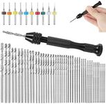 57 Pcs Pin Vise Precision Pin Vise Hand Drill with Twist Bits Set of 56pcs Professional Quality Swivel Head Pin Vise Hand Drill Rotary Tool with Mini Twist Drill Bits Set for Jewelry Wood