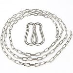 DARENYI 2m Stainless Steel Chain with Carabiners 4mm Metal Hanging Chain Link Heavy Duty Stainless Steel Chain for Dogs Chain, Hanging Planter, Chair, Punching Bags etc