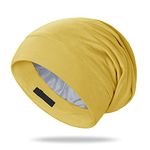OLESILK 100% Mulberry Silk Bonnet for Sleeping Women, Silk Hair Wrap for Sleeping, Silk Sleep Bonnet for Women&Men, Real Silk, Not Satin, Yellow