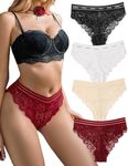 Avidlove Women's Underwear Sets Floral Lace Tanga Panties High Waist Cheeky Panty Pack of 4 L