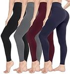 CTHH 4 Pack Leggings for Women-High Waisted Non See-Through Yoga Pants Tummy Control Workout Gym Tights