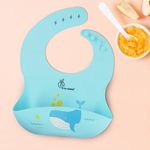 R for Rabbit Safari Silicone Bib for Baby Food Feeding BPA Free, Baby Apron Adjustable Straps With Food Pocket, Mess Free, Waterproof, Washable & Reusable Ideal for Babies 6 to 36 Months (Lake Blue)