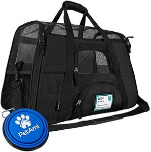PetAmi Premium Airline Approved Soft-Sided Pet Travel Carrier | Ideal for Small - Medium Sized Cats, Dogs, and Pets | Ventilated, Comfortable Design with Safety Features (Large, Black)
