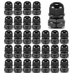 Gebildet Cable Gland, PG13.5 Plastic IP68 Waterproof Adjustable 6.0-12mm Cable Gland Joint with Gaskets, M20x1.5 Wire Connector, Wire Protector (Pack of 30, Black)