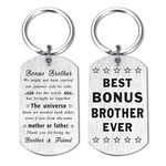 SOUSYOKYO Bonus Brother Step Brother Keychain Gifts, Unique Stepbrother Gift for Men, Best Step Brother Birthday Present, Bonus Brother, 2*1.1inch