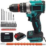 Cordless Drill Driver 21V, Brushless Hammer Drill with Battery 3000mAh, 100N.m Combi Drill, 3/8" Chuck, LED Light, 25+3 Torque Cordless dril, 2 Speed, Fast Charging Screwdriver