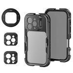 NEEWER 16 Pro Cage, Quick Release Video Rig Phone Stabilizer Compatible with iPhone 16 Pro with 67mm Filter Adapter, 17mm Lens Backplate, T Mount Lens Adapter Compatible with Moment, PA073