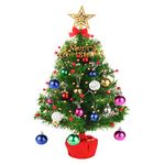 CORST Mini Artificial Christmas Tree 50cm Tabletop Small Christmas Tree Lighted Battery Operated, Pre-Lit Christmas Tree Desktop Ornaments for Xmas, Home, Kitchen Decor