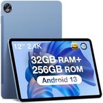 DOOGEE T20 Ultra Tablets 12 inch Android 13 Tablet, 32GB+256GB ROM/2TB TF, 2.4K Tablet, 2.2GHz G99 Octa-core, 10800mAh Battery, Android Tablet with Sim Card Slot, 4 Hi-Res Speakers, 2.4G/5G WiFi,Blue