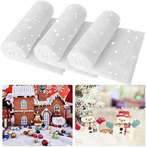 HANKRSSTOP 3 Pack Snow Blanket Roll- Fake Snow Blankets (8ftx3ft in Each) for Christmas Decorations,Artificial Snow Carpet Thick Soft and Fake Snow Cover for Xmas Winter Decor.