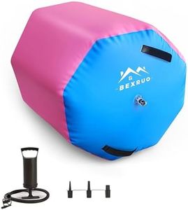 DTXFCER Gymnastics Air Barrel Roller, Inflatable Tumbling Roller Air Mat, Ergonomic Yoga Training Equipment, Barrel Trainer with Pump for Backhandspring, Cheerleading, Home, Gym & Yoga Practice - 35"H × 40"W