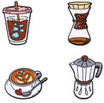 4pcs Coffee Maker Enamel Pins Coffe