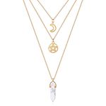 MJARTORIA Moon Pentagram Necklace Multi layer Necklace Gothic Charm Pendant Alloy Necklace Set for Women Girl Valentine's Day Mothers Day Gifts (F-Multicolor-White)