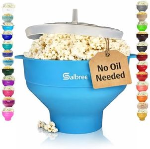 The Original Salbree Microwave Popcorn Popper Machine, Silicone Popcorn Maker, Collapsible Microwavable Bowl - Hot Air Popper - No Oil Required - The Most Colors Available (Turquoise)